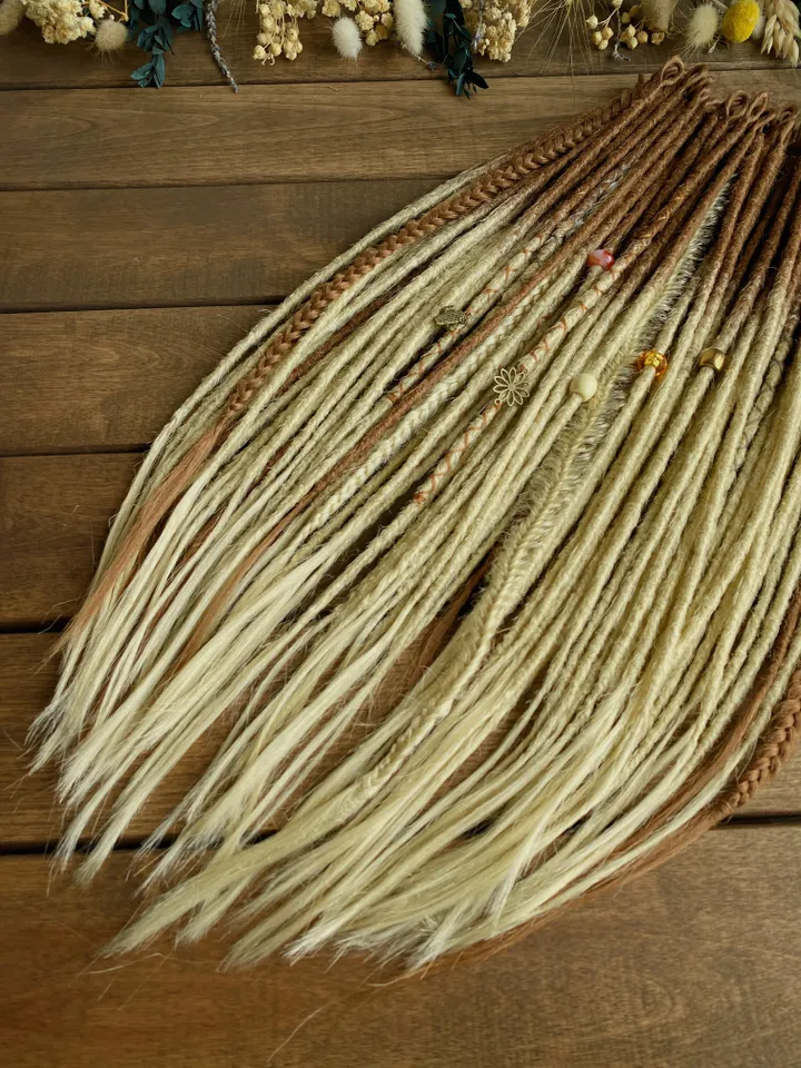 Honey brown to blonde ombre synthetic Se dreadlocks and braids, Ready to ship