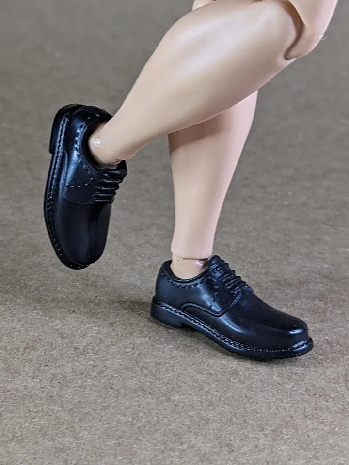 Classic black shoes  for wide feet 1/6 scale male dolls