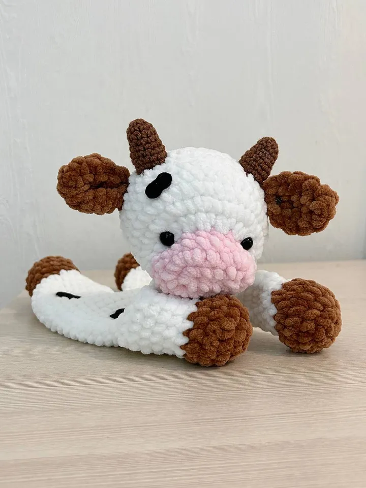 Crochet cow snuggler pattern Amigurumi cow lovey tutorial Cute baby blanket pattern