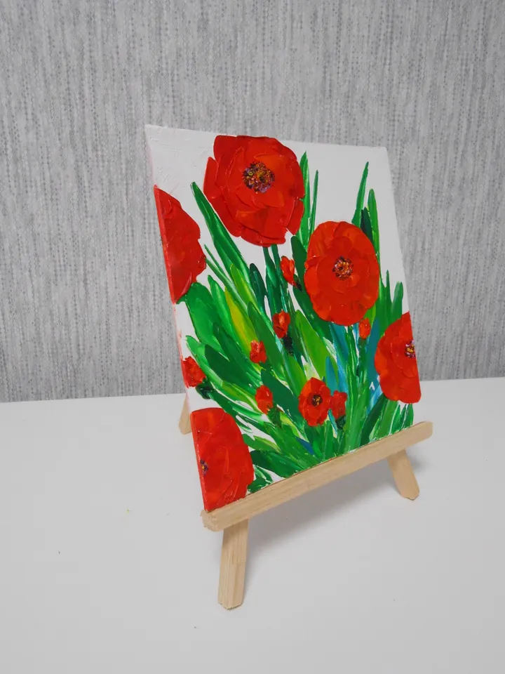 Red flowers.Oil painting.