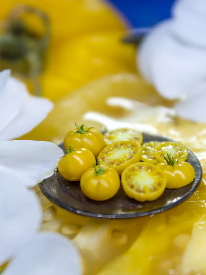 TUTORIAL Miniature big yellow tomato cane with polymer clay