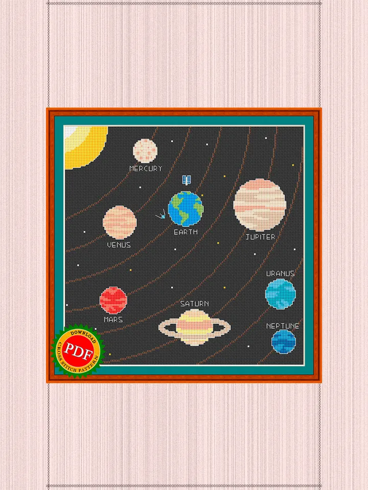 Cross Stitch Pattern of the Solar System | Planetary Chart