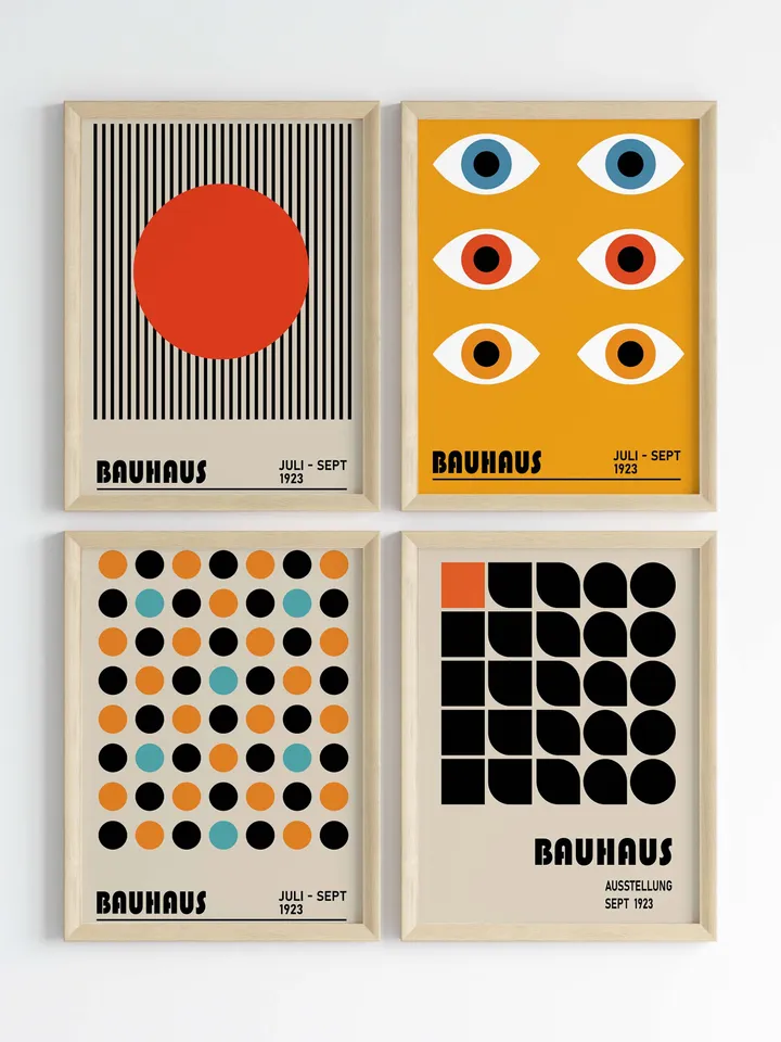 Bauhaus Poster Set of 22, green bauhaus poster, pink bauhaus poster, bauhaus print art, black bauhaus poster, Bauhaus Exhibition, digital
