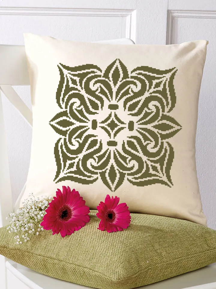 Square mandala cross stitch pattern download PDF, Easy mandala embroidery PDF, Monochrome cross stitch chart Modern quick cross stitch #M121