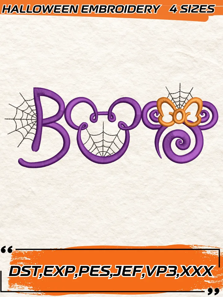 Halloween Mickey Boo Embroidery Design,Disney Halloween Embroidery Design, 4 Sizes, Digital Download
