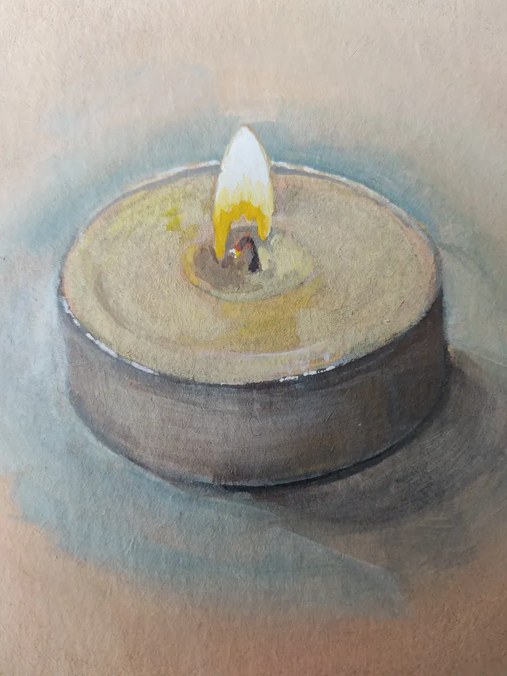 Candle. Original gouache painting.