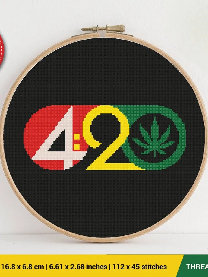 Four Twenty Weed Cross stitch pattern | Embroidery Pattern | Instant Download | Embroidery Designs