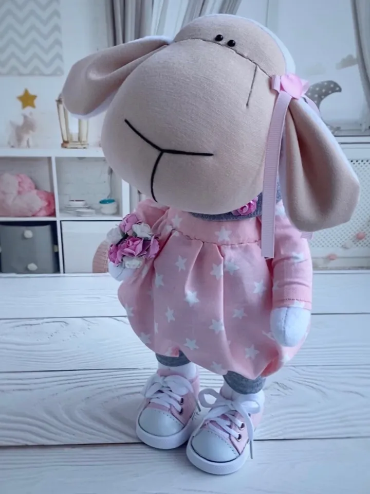 Sheep doll sewing pattern, DIY doll tutorial, Doll body making, DIY soft doll, Rag doll pattern.