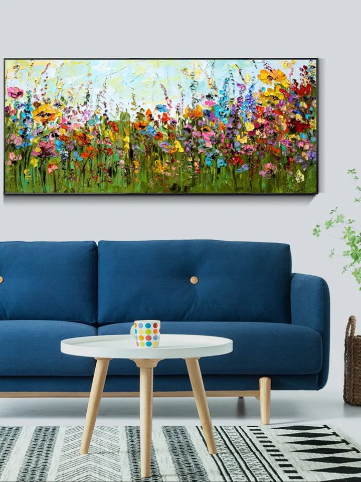 Original painting,Large wall art,Boho wall décor,Flower painting, Color oil painting, Home decor, Modern art, Abstract art,Bedroom decor
