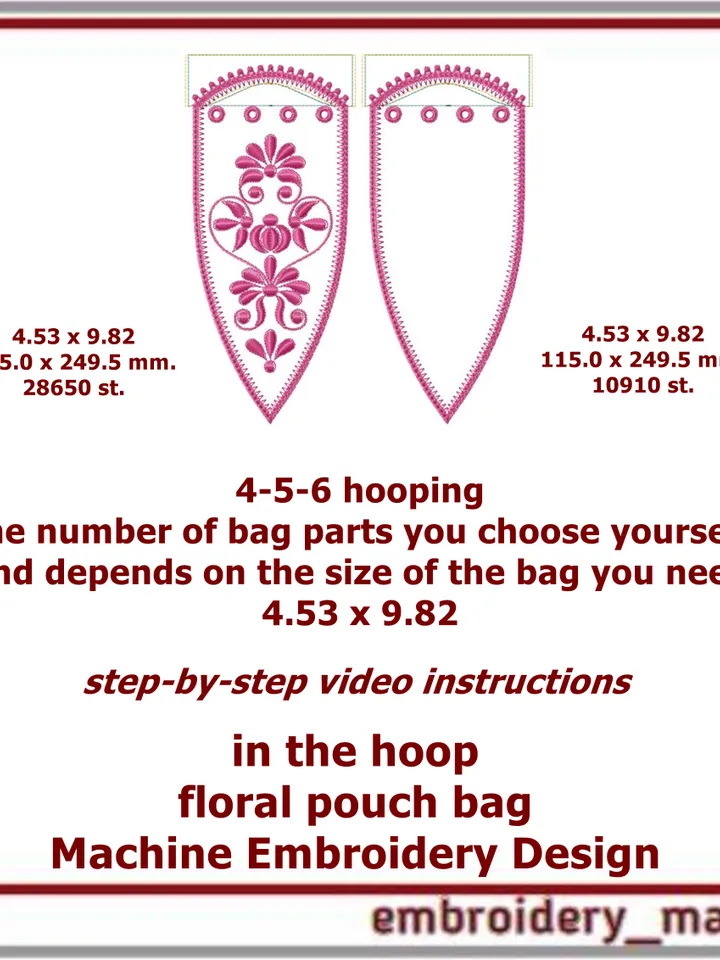 In the hoop Machine Embroidery Design floral pouch bag ITH by Embroidery Manavi 05