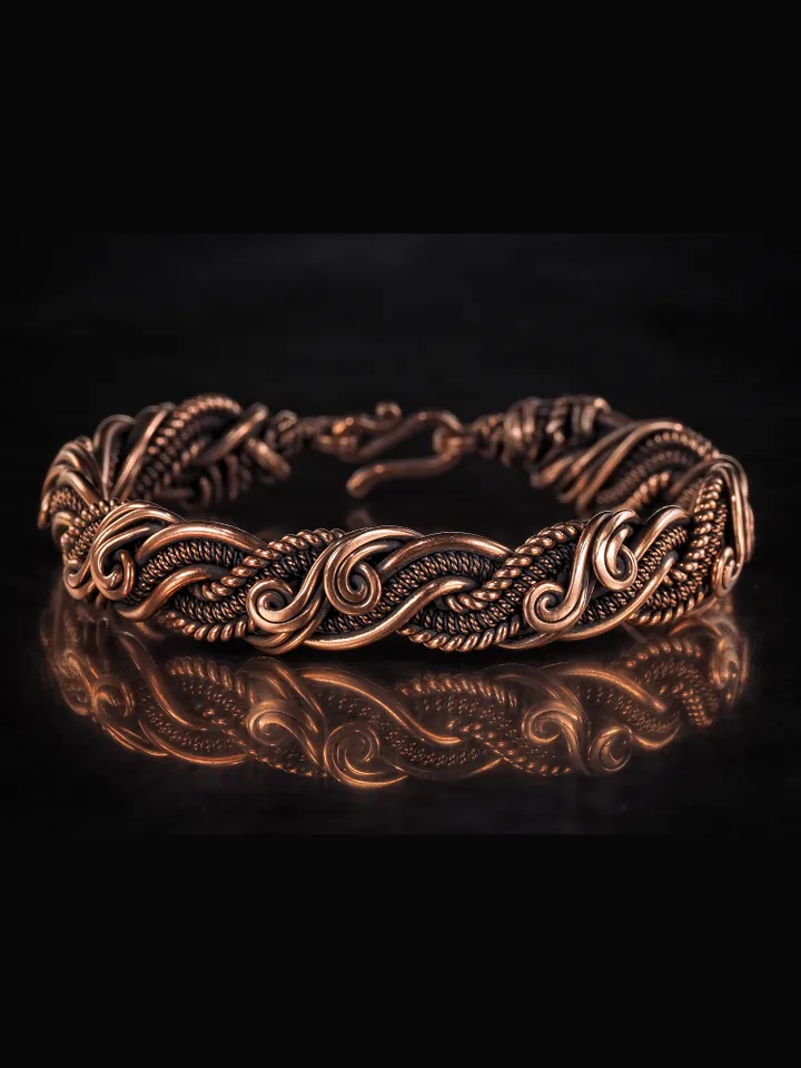 Handmade copper bracelet Unique wire wrapped metal bangle Antique style jewelry