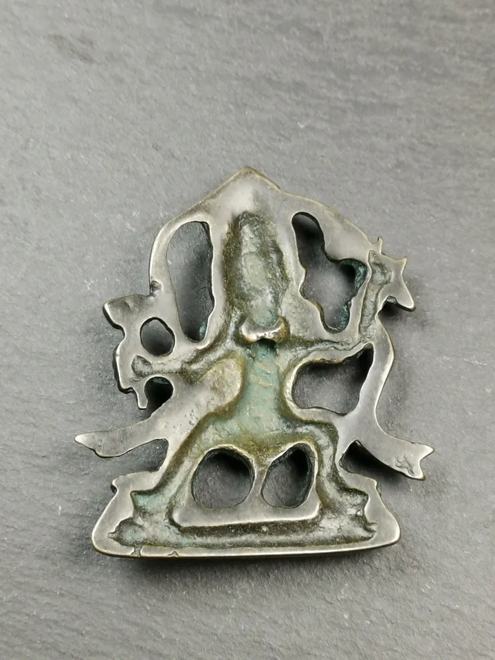 Gandhanra Vintage Tibetan Buddhist Statue,Panjaranata Mahakala Holding a Drum,2.2" × 1.8"