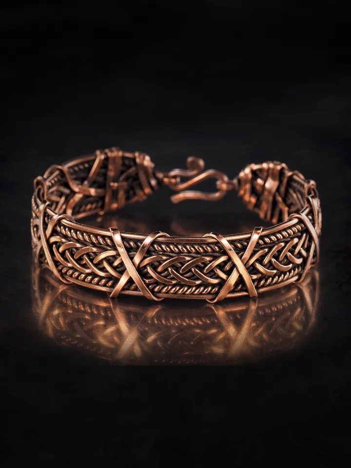 Woven copper wire bracelet Antique style handcrafted copper jewelry Unique gift