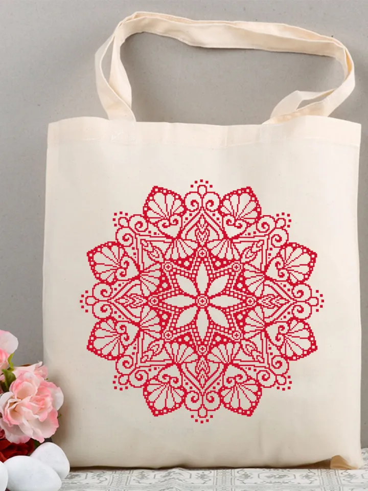 Flower mandala cross stitch pattern PDF download Monochrome cross stitch chart, Simple mandala pattern digital PDF, Mandala ornament #M261