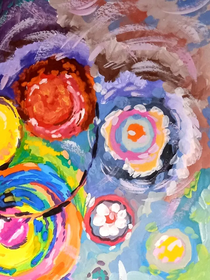 Kandinsky Flowers Style Abstract Original Art Floral Painting 14 by 12 Above Bed Art by TatianaArtShop