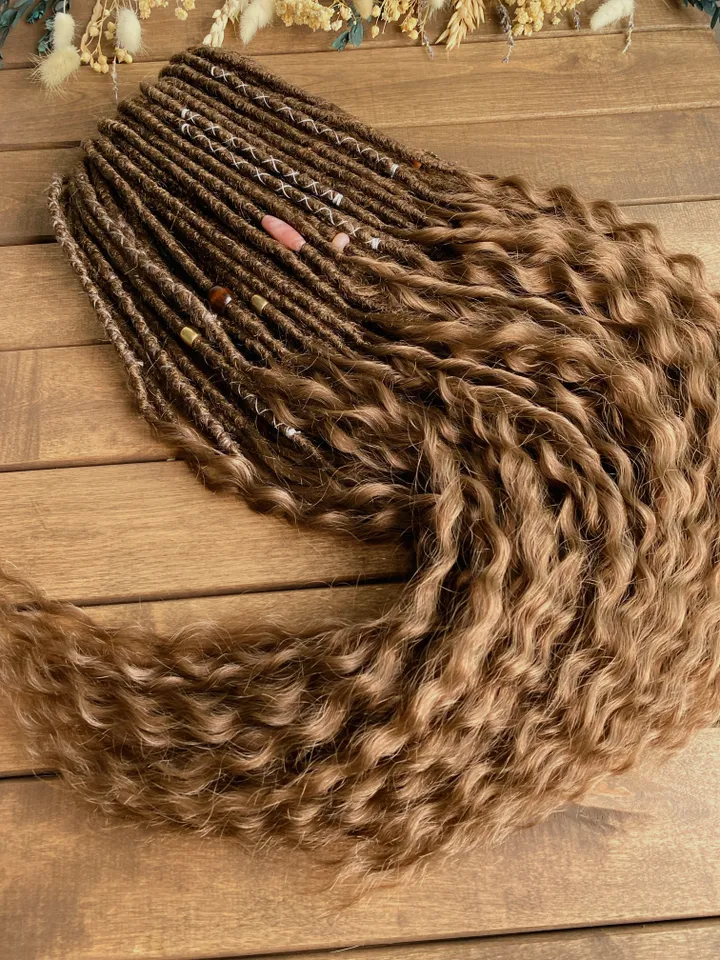 Brown synthetic crochet curly De dreadlocks Ready to Ship