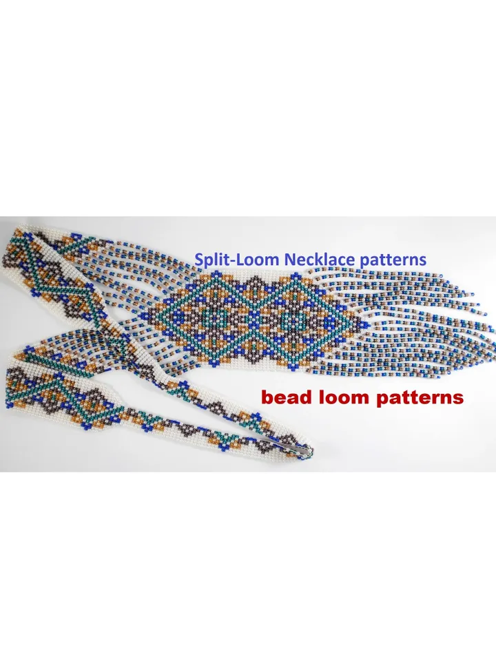 Bead loom patterns, schemes for a Gerdan-Split-Loom Necklace, Beading Loom only Pattern, Instant Download, PDF
