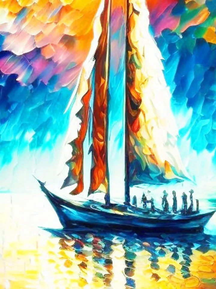 Original Colorful Lake View Oil Painting On Canvas, Abstract Boat Painting, Lakeside Buildings Art, Large Wall Art, Living room Wall Decor