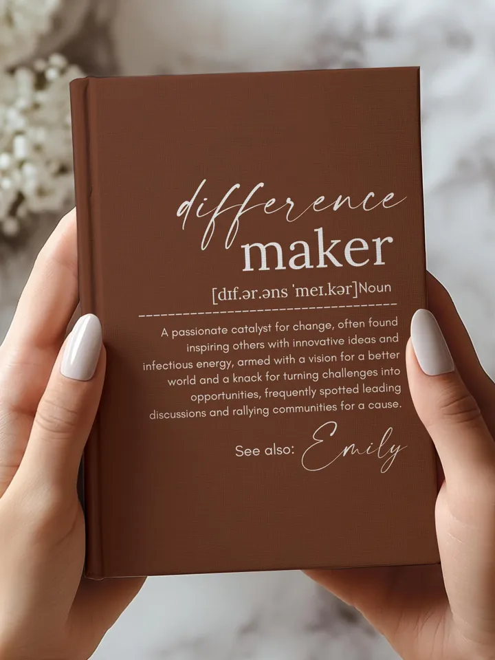 Personalized Difference Maker Journal with your name;  Difference Maker Definition Gift; Custom Coworker Gift Employee gift Mentor Leader