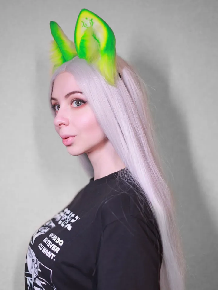 Dendro Genshin Impact faux fur cat ears on headband