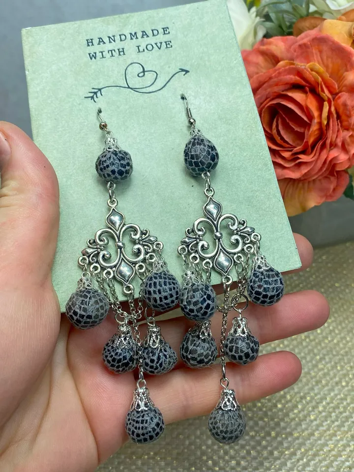 Vintage handmade earrings. Handmade jewelry.