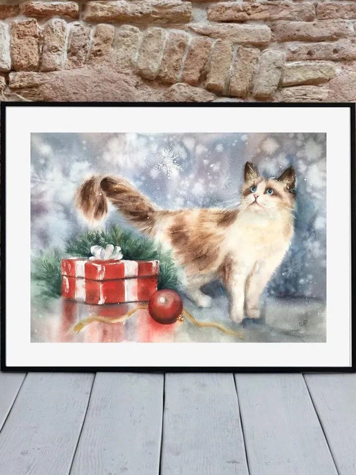 Cats Painting Original Animal Watercolor Painting Cat Wall Art Pet Painting