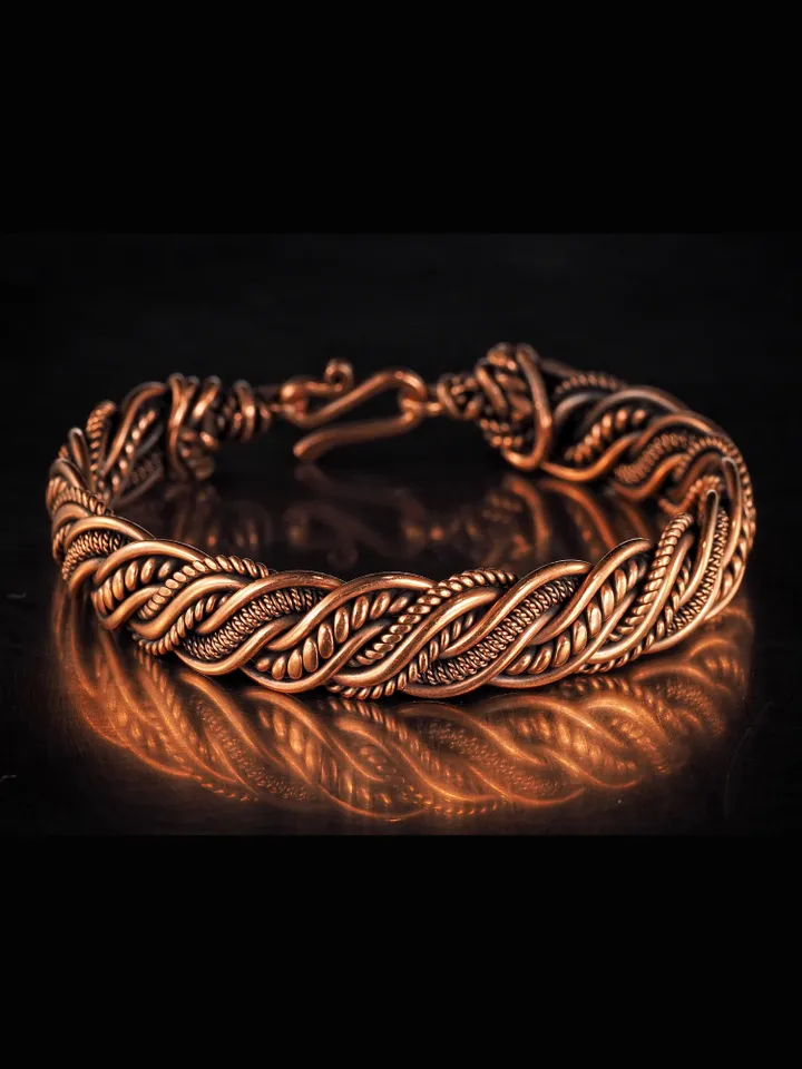 Wire wrapped copper bracelet Antique style copper jewelry WireWrapArt