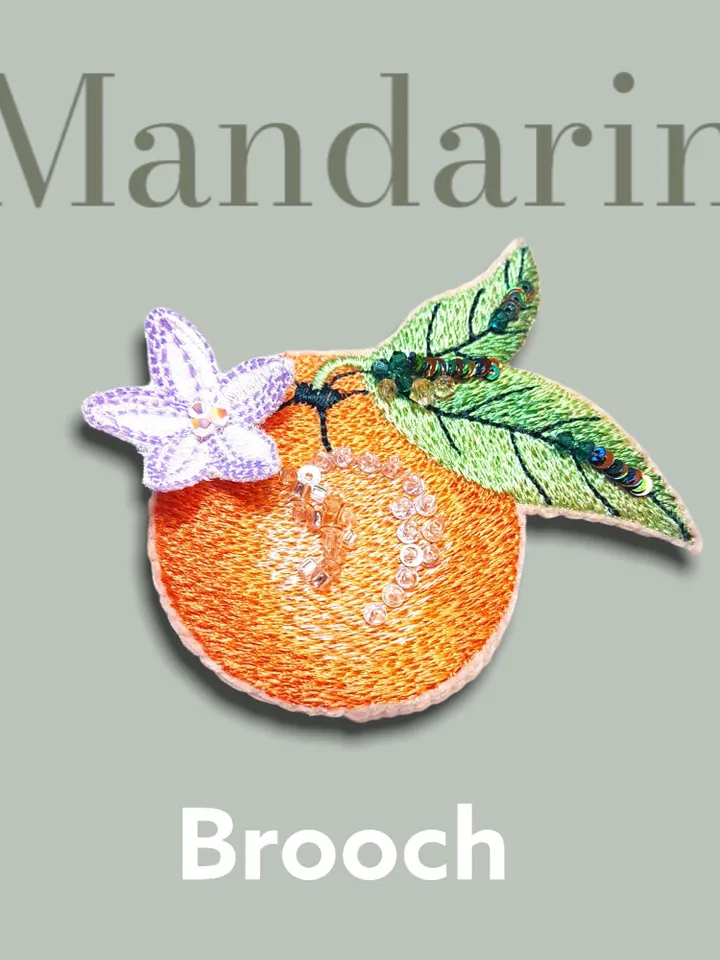 Machine embroidery design for make MandarinBrooch on felt Digital embroidery pattern floral motif embroidery chart deсor embroidery mandarin