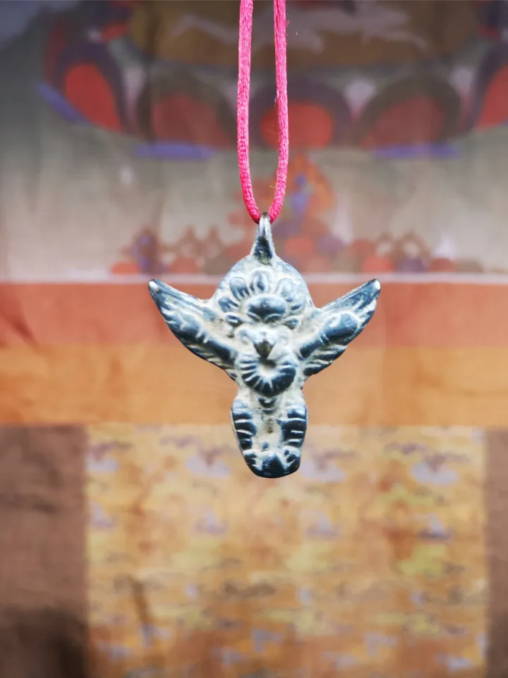 Gandhanra Antique Tibetan Buddhist Amulet Pendant,Garuda,Garula,Suparna,Golden-winged Bird,Made of Cold Iron,1.54"