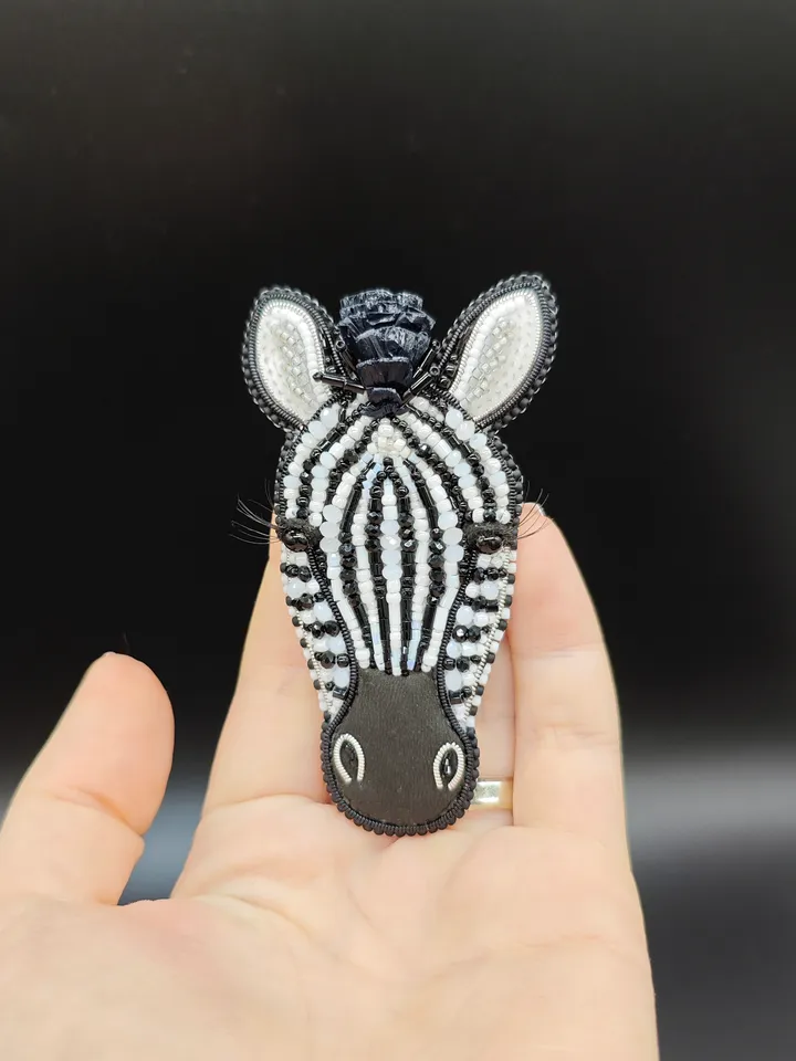 Zebra Bead Brooch