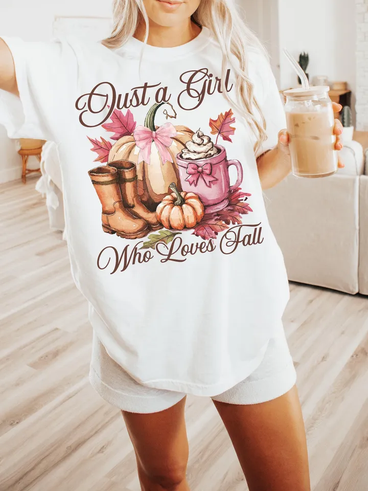 Just A Girl Who Loves Fall Png, Autumn Png, Fall png, Sublimation Design, Pumpkin Spice Png, T-Shirt Design, Cozy season png DTF