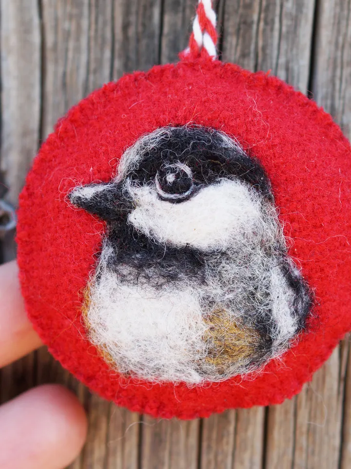 Set of 3 birds Christmas ornament, robin needle felted ornament, bluebird ornament, ships from the USA