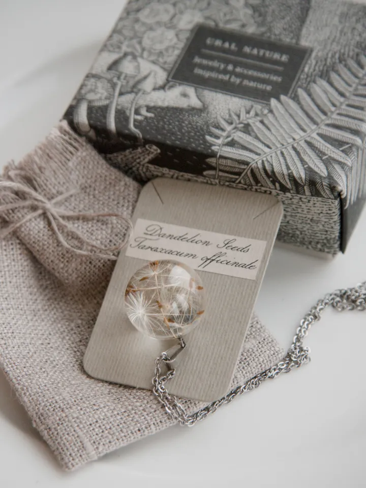 Dandelion resin necklace. Make a wish jewelry gift. Dandelion puff necklace. Clear resin jewelry with dandelion seeds