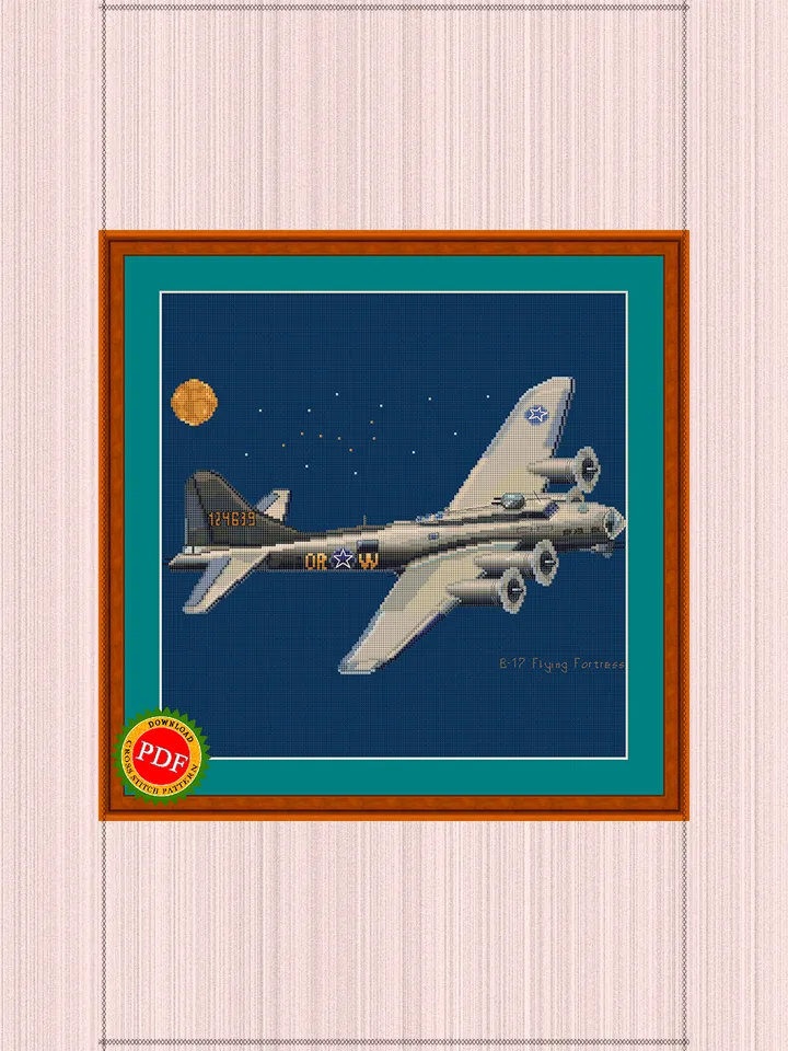 Flying Fortress Cross Stitch Pattern | Heavy Bomber B-17
