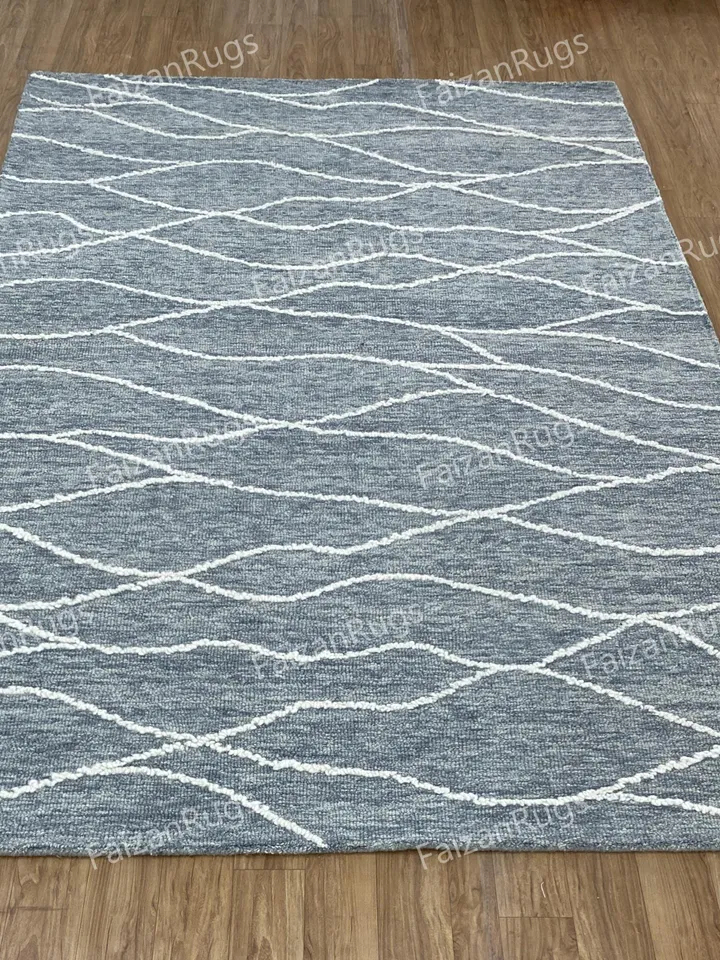 8x10 Hand Tufted Modern Rug Handmade 100% Woolen Rug High and Low Large Area Rugs for Living Dining Bedroom Custom Rug 6x9 8x10 9x12 10x14