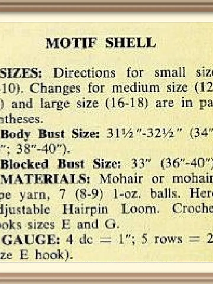 Vintage Crochet Pattern Motif Shell Digital Download PDF
