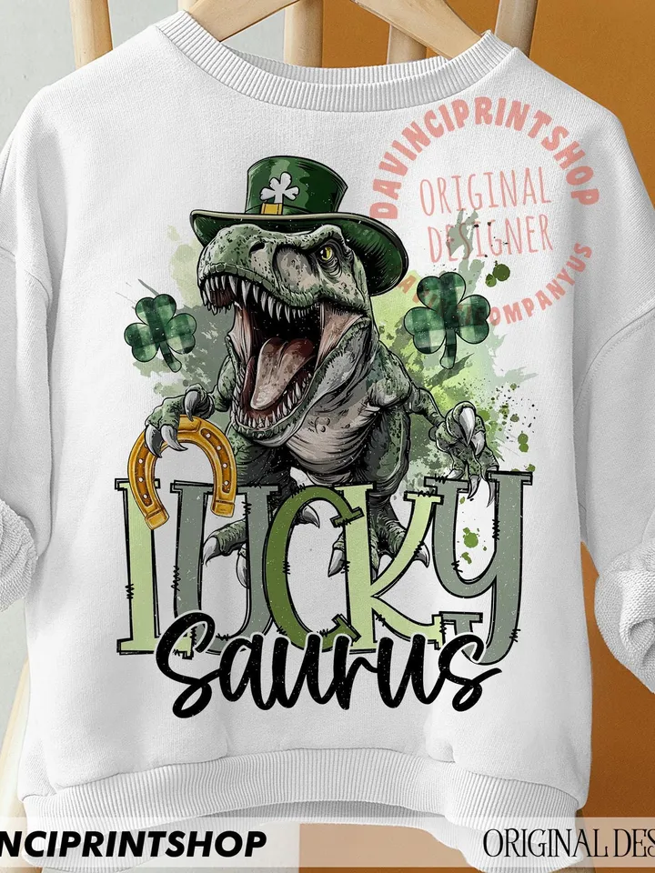 Lucky Saurus Png, St Patrick's Dinosaur Png, Lucky Dinosaur Png, Shamrock png, Kid St Patrick's png, Boy St Patrick's, Kids Shirts png file