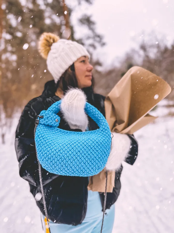 Crochet pattern hobo handbag PDF digital instant download and video tutorial, small purse, shoulder mini bag, top handle, eco friendly shopp