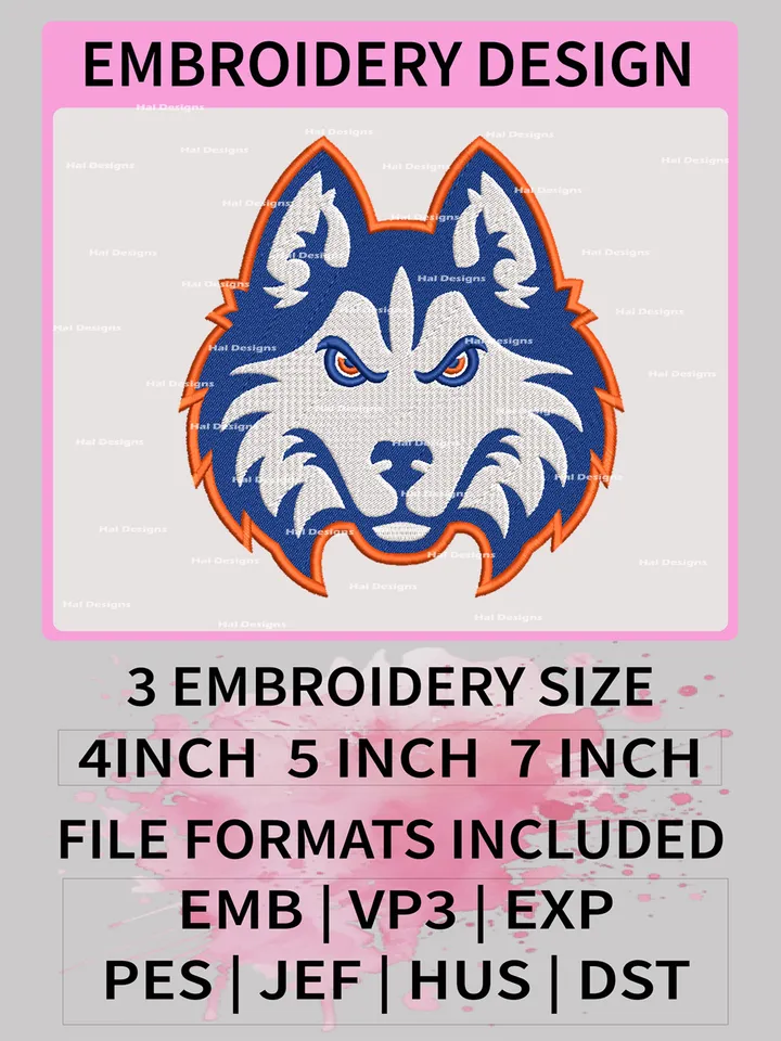 NCAA Houston Christian Huskies Embroidery File, 3 Sizes, 6 Formats, NCAA Machine Embroidery Design, NCAA Logo, NCAA Teams