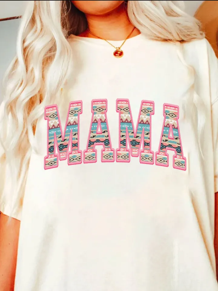 Embriodery Mama Distressed Aztec Mama PNG digital download | Western png | Mama University Font | Aztec pattern | Distressed Mama |