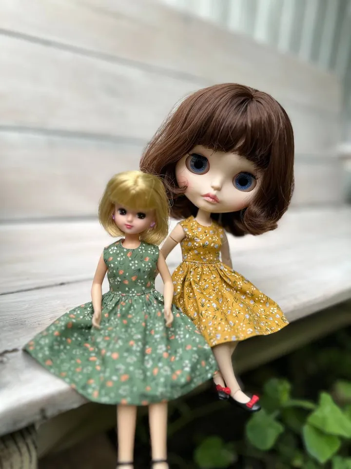 Tiny Charmer dress pattern for Licca and Blythe dolls.