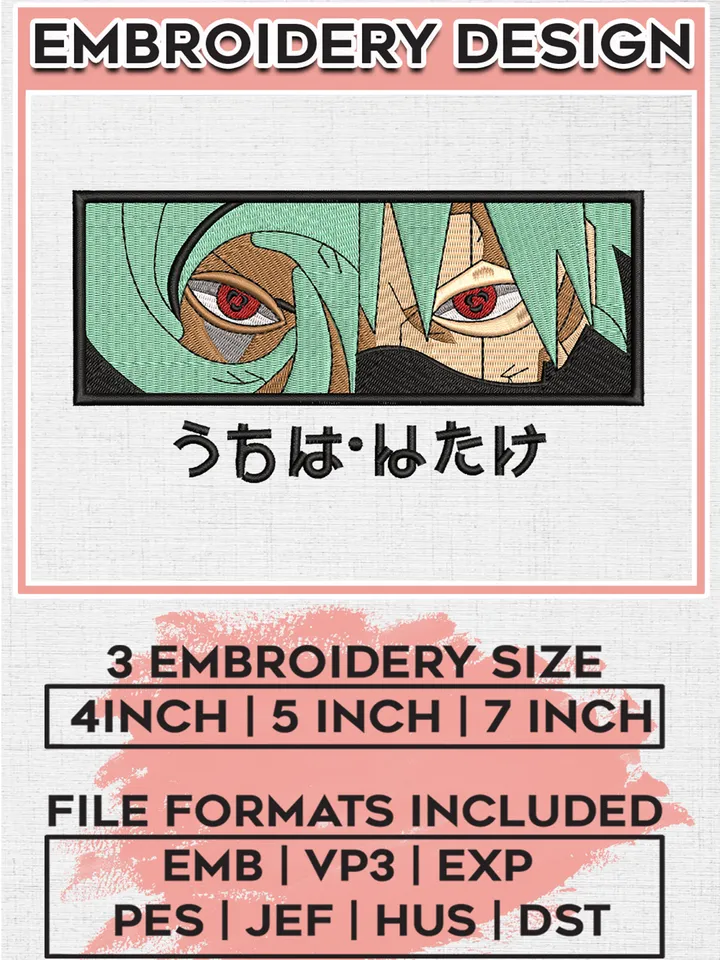 Obito Kakashi Embroidery Files, Naruto Anime Embroidery Designs, 3 sizes, Anime Machine Embroidery Design Files, Instant Download
