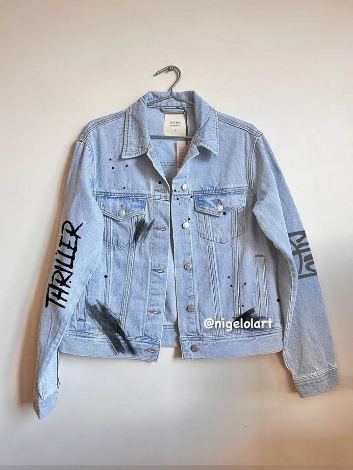 Michael Jackson Thriller Painted denim jacket Custom jacket Personalized order portrait from photo