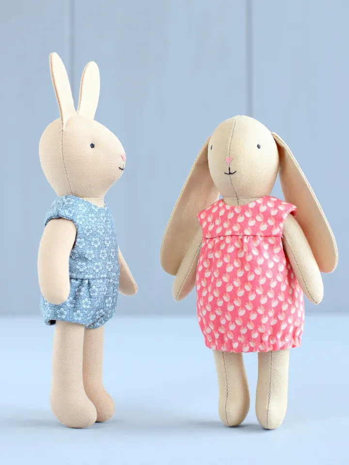 2 PDF Two Mini Bunnies in Dress and Romper Sewing Patterns Bundle