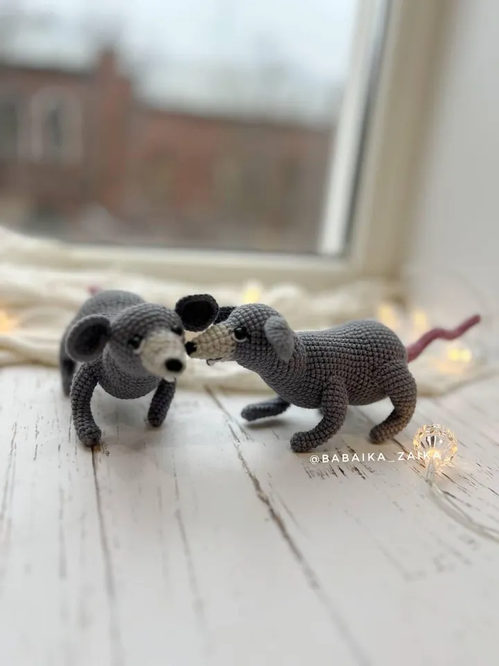 PDF Crochet Funny Realistic Rat Pattern,  Amigurumi Little Rat Pattern, Crochet mice, Crochet small mouse, Crochet Animal Amigurumi Cute Rat