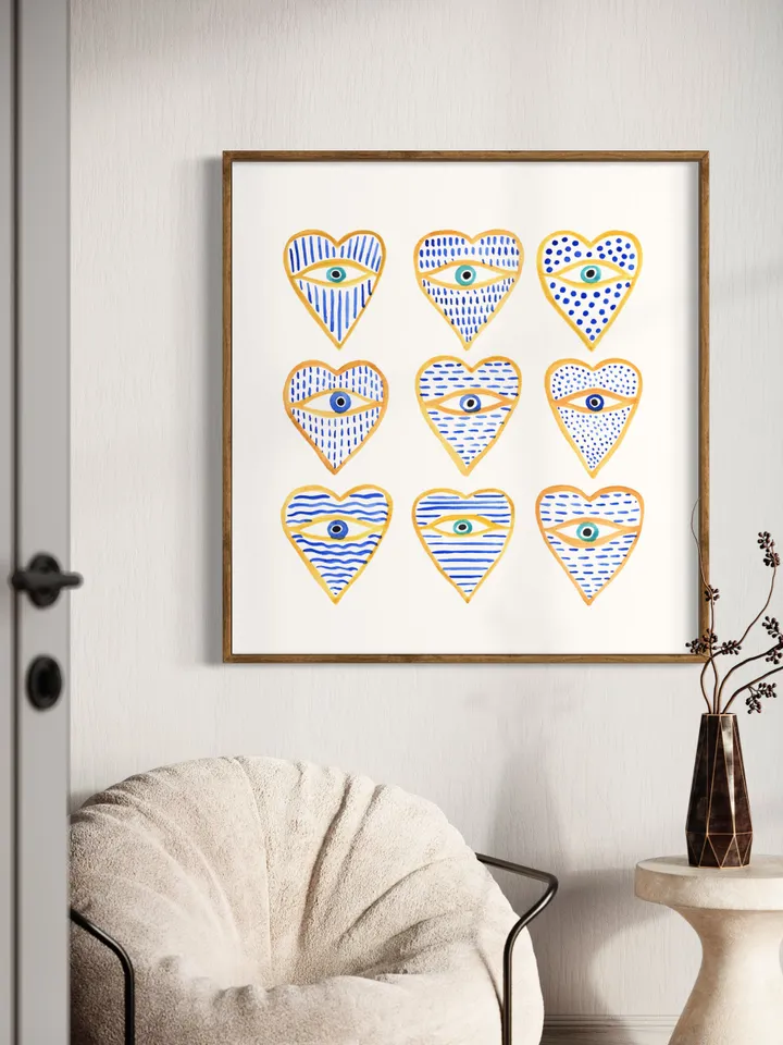 Evil Eye Print Blue Evil Eye Nazar Poster Evil Eye Wall Decor Abstract Eye Drawing Boho Eye Art Print Turkish Evil Eye Art Poster