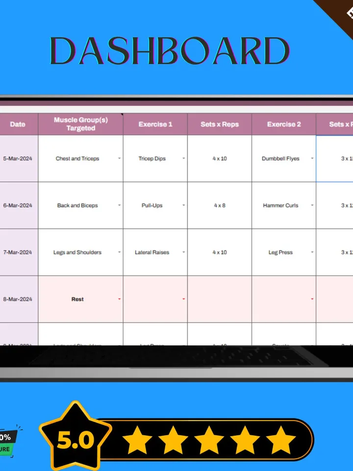 Weekly Weight Training Workout Schedule Template, Editable Google Sheets, Digital Download for Strength Training & Fitness Tracking
