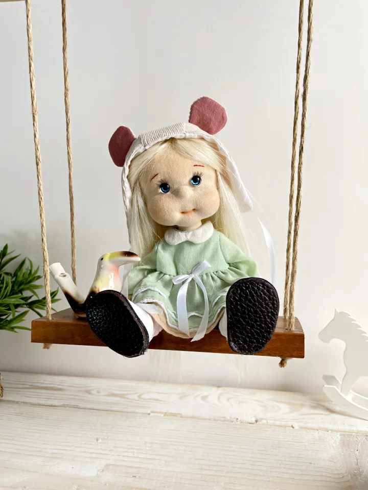 Handmade Textile Doll Waldorf Style Collectible Art Doll Heirloom Gift (20cm) Birthday Gift for Girl