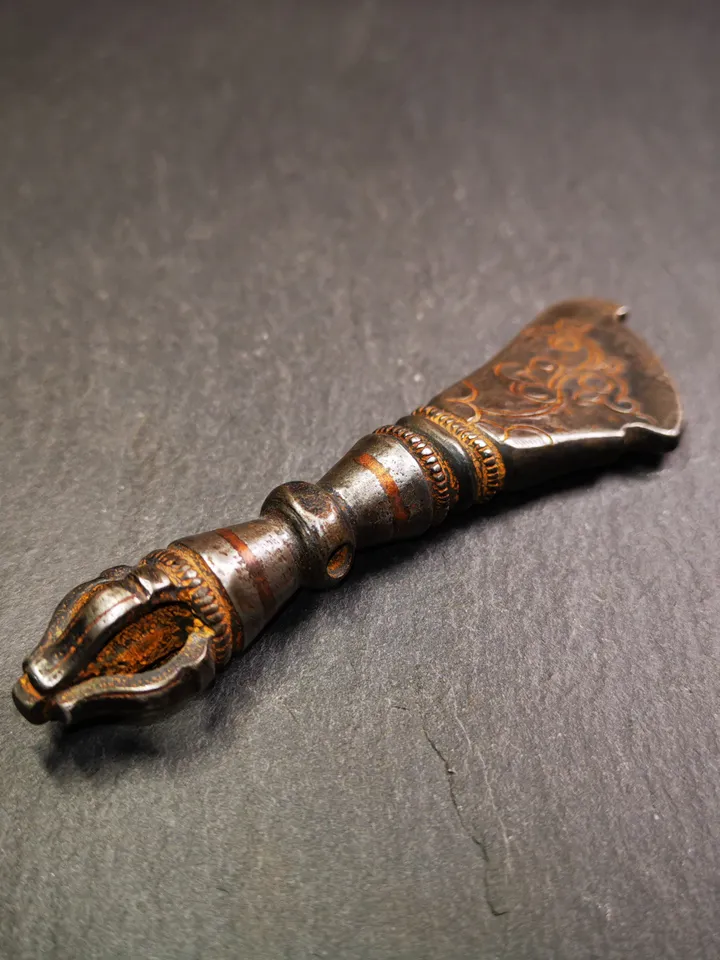 Gandhanra Tibetan Amulet,Kartika(knife of the dakinis), Trantic Buddhism Dharma Ritual, Altar Tools,Made of Cold Iron,3.9"