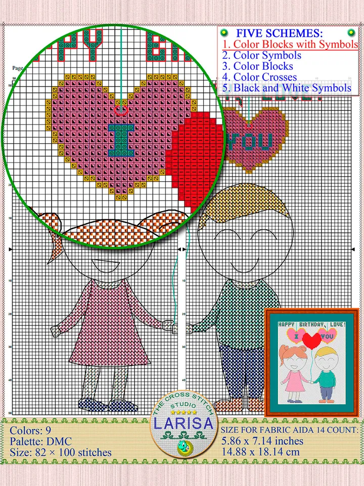 Happy Birthday Love Cross Stitch Pattern